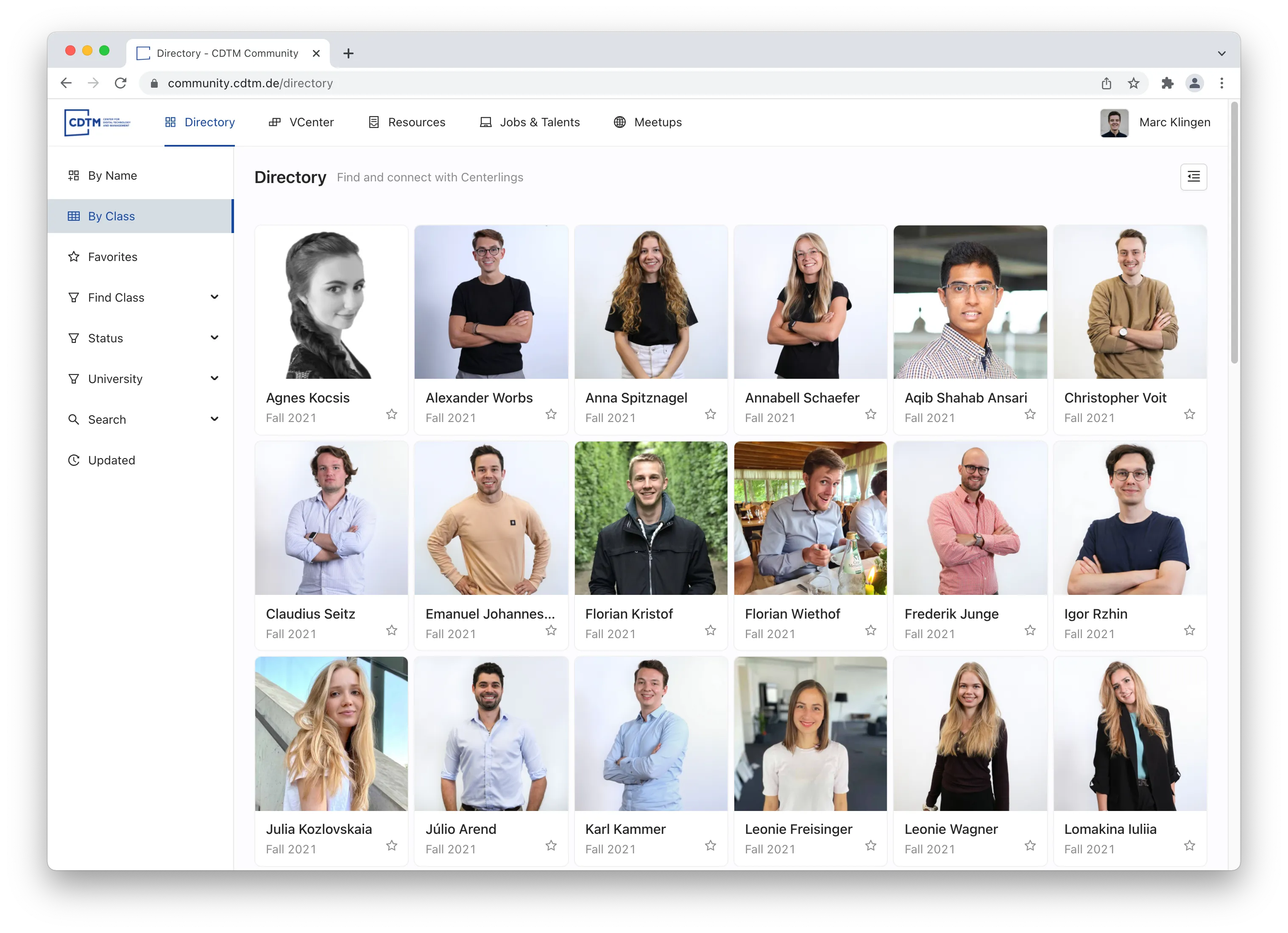Screenshot CDTM Community Platform
